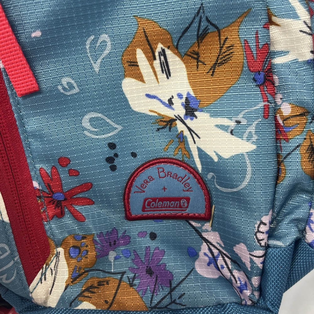 Vera Bradley Teal Floral Backpack with Pink Accents - Picture 3 of 8